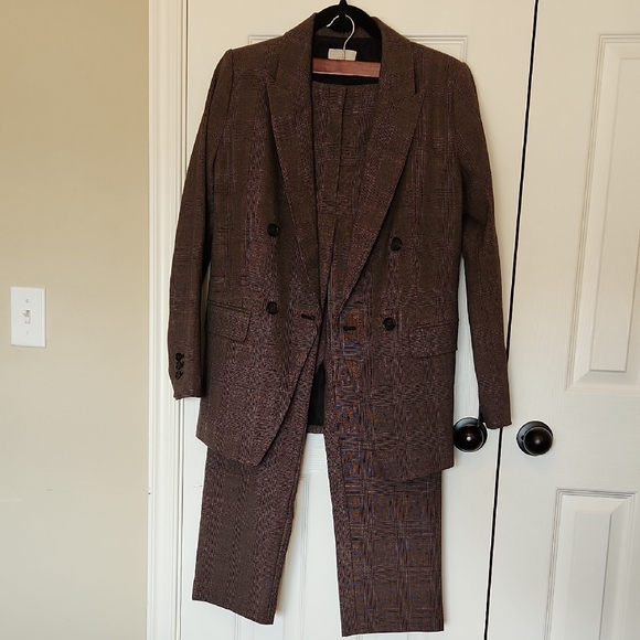 LOFT Jackets & Blazers - LOFT Textured Brown Double-Breasted Blazer